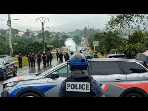 Police and residents block the streets of Noumea in New Caledonia