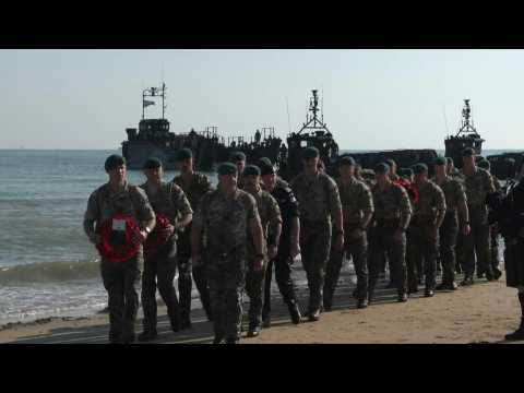 British Marine commandos land on Gold beach for D-Day commemorations