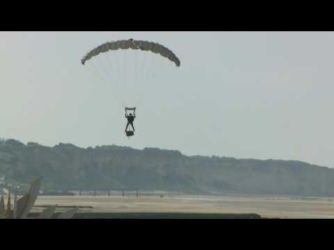 Paratroopers dropped on Omaha Beach marking 80th anniversary of D-Day
