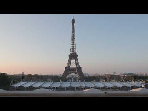 Paris 2024: Olympic rings on Eiffel Tower