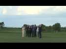 G7 leaders view skydiving demonstration during Italy summit