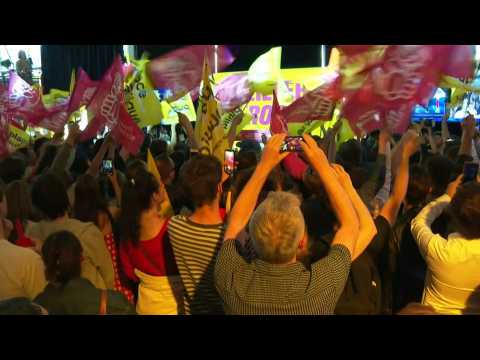European elections: jubilation at the Socialist/Place publique campaign headquarters