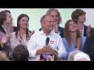 EU elections: Polish PM Donald Tusk reacts at party headquarters
