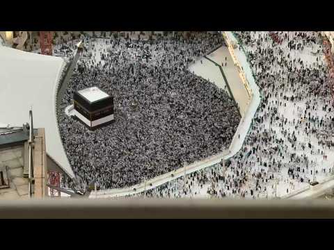 Timelapse of pilgrims circling Kaaba on the first day of Eid al-Adha