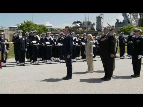 France's Macron arrives at Cherbourg D-Day ceremony