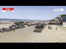 VIDÉO. 80 ans du Débarquement : 300 véhicules militaires exposés sur la plage d'Arromanches