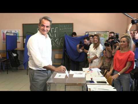 Greek Prime Minister Mitsotakis casts vote on last day of EU elections