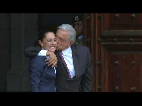 Mexico president-elect Sheinbaum arrives to meet outgoing President Lopez Obrador