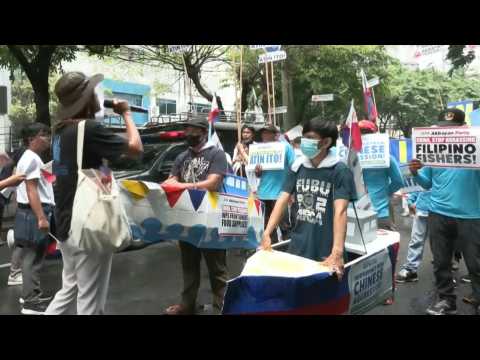 Protest outside Chinese consulate in Manila as tensions grow in South China Sea