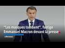 Les masques tombent, fustige Emmanuel Macron devant la presse