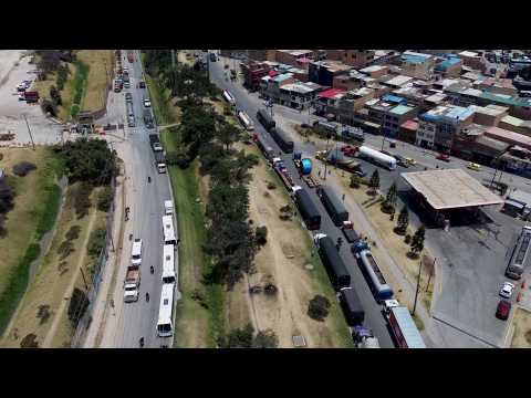 Truckers line up in Bogota to protest fuel price increase