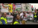 Pro-Palestinian demonsrators march in London