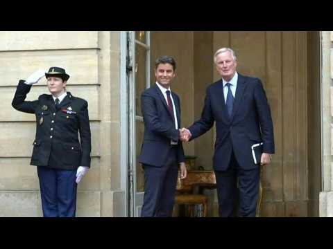 New French PM Barnier arrives at Matignon for handover of power