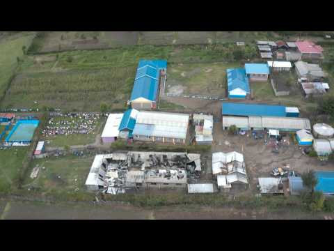 Drone footage of charred Kenya school where 17 children died