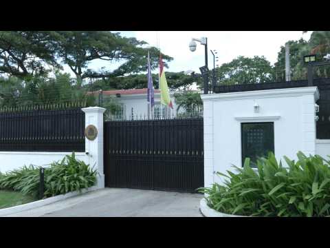 Images outside Spanish Embassy in Caracas after opposition candidate fled for asylum in Spain