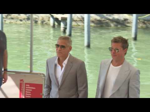 Stars Brad Pitt and George Clooney arrive at Venice 'Wolfs' premiere