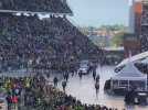 Arrivée du pape François au stade du Roi Baudoin pour une messe exceptionnelle à Bruxelles devant plus de 30000 personnes.