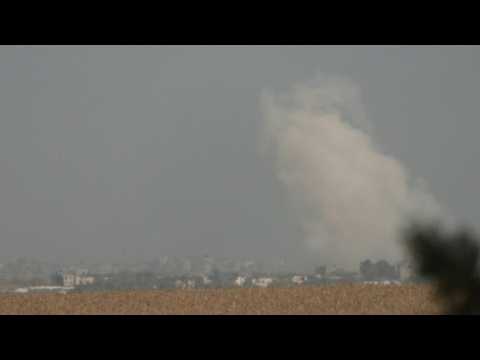 Smoke rises in northern Gaza, seen from Israel