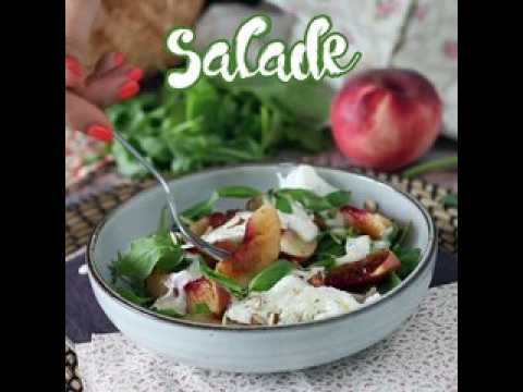 Salade sucrée salée aux pêches rôties, roquette et burrata (les douces saveurs d'été)