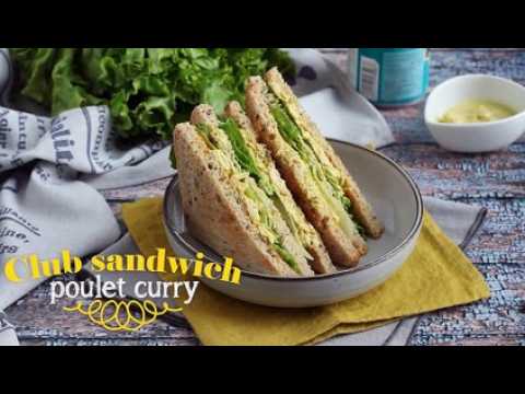 Club sandwich au poulet au curry