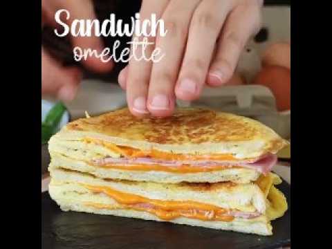 Sandwich express à l'omelette - french toast omelette sandwich - egg sandwich hack
