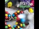 Œufs de pâques garnis d'une crème dessert au chocolat et de m&m's