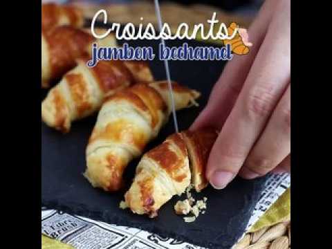 Croissants feuilletés à la béchamel, au jambon et au fromage