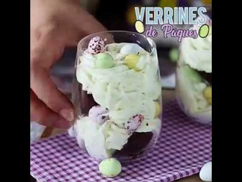 Verrines de pâques au brownie et à la chantilly