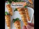 Carottes feuilletées trop mignonnes pour l'apéro de pâques: fromage de chèvre et tomates séchées