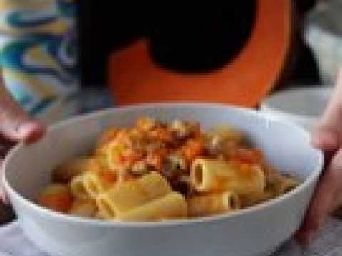 Pâtes à la citrouille et chair à saucisse