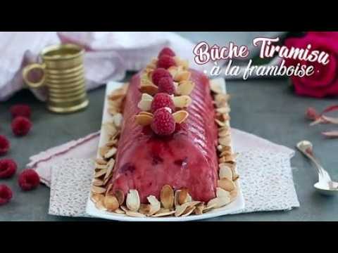 Bûche tiramisu aux framboises