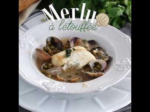 Merlu à l'étouffée, palourdes et petits pois