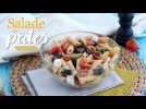 Salade de pâtes, tomate, feta et olives