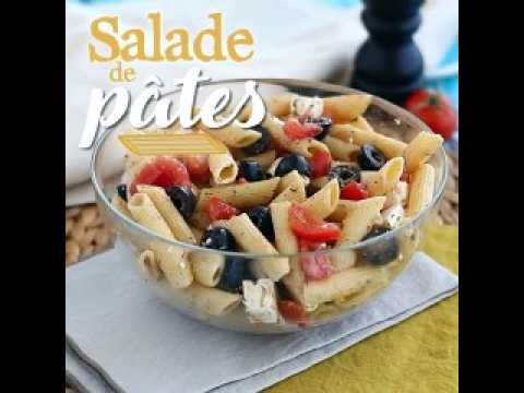 Salade de pâtes, tomate, feta et olives