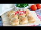 Buns pizza, petits pains fourrés au jambon et au fromage