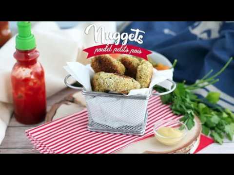 Nuggets de poulet et petits pois carottes