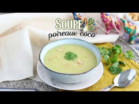 Soupe de poireaux, lait de coco et curry