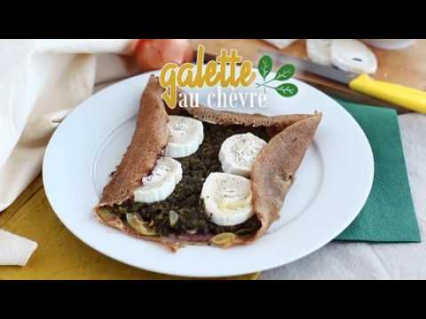 Galette de sarrasin aux épinards, jambon et fromage de chèvre