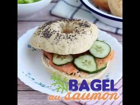 Bagel au saumon, concombre et fromage frais