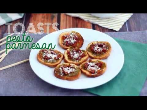 Toasts pesto, parmesan et tomates séchées