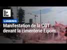La CGT manifeste devant le chantier de la cimenterie de Lumbres