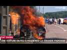 Une voiture en feu et un nuage de fumée noire ce vendredi à Maizières-la-Grande-Paroisse (Aube)