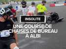 Course de chaises de bureau à Albi