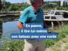 Avez-vous vu cet homme qui tire son bateau avec une simple corde à Dijon ?