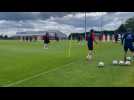 Les 26 Diables présents à l'entrainement la veille du match contre le Pays de Galle