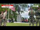 81e anniversaire du Débarquement en Normandie. Deux C47 survolent la cérémonie au monument Iron Mike