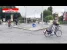 VIDÉO. Grève du 18 septembre à Flers : ils manifestent à vélo sur un rond-point
