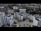 Rénovation énergétique de la cité Saint-Michel d'Arras vue du ciel