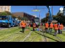 VIDÉO. Au Mans, un tramway déraille, une grue nécessaire pour replacer la rame sur les rails