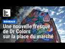 Une nouvelle fresque de Dr Colors affiche une ribambelle de logis de fruits sur la place du marché de l'Epeule à Roubaix